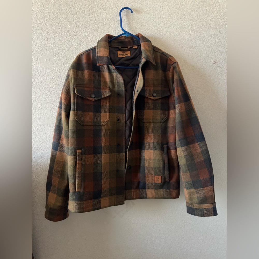 Men's Plaid Shirt Jacket - Brown and Black